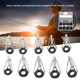 Fishing Rod Repair Kit 80pcs Stainless Steel 10 Grits Fishing Rod Tips Eye Ring Sea Fishing Rod Line Guide with Box