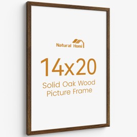 14x20 Picture Frame,14"x20" Solid Oak Wood Frames with Walnut Color Finished,20x14 Wooden Frames with Tempered Glass,14 by 20 Wall Gallery Poster Frame No Mat, Horizontal & Vertical Wall Mount