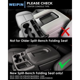 For GMC Sierra Center Console Organizer - Compatible with 2019-2025 Sierra 1500& 2020-2025 Sierra 2500HD 3500HD Pickup Truck Storage Accessories - (40/20/40 Split-Bench Folding Seat) - 2 Pack Black
