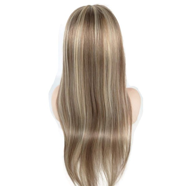 Mila Real Hair Wigs, 100% Human Hair, Full Lace Wig, Blonde Highlight with Light Brown, 10/613#, Preplucked Hairline with Baby Hair, 14 inch/35 cm