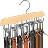 16 Hooks Belt Hanger Wooden Belt Rack, Space Saving Closet