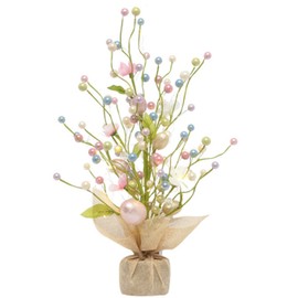 Easter Tree Decorations with Ledlight, 45cm Easter Egg Tree Ornament with Burlap Base Decorative Tree Table Centerpiece for Easter Table Decor Artificial Plants (Color 3)