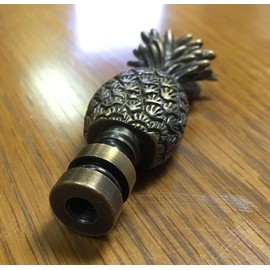 Royal Designs Trendy Resort Pineapple 3" Lamp Finial for Lamp Shade, Antique Brass - Set of 2