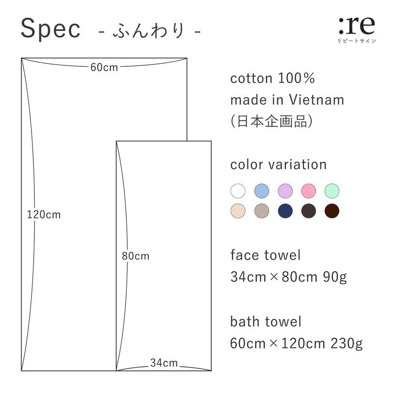 :re Repeat Sign Daily Towel [Fluffy] Face Towel, Thin, Quick