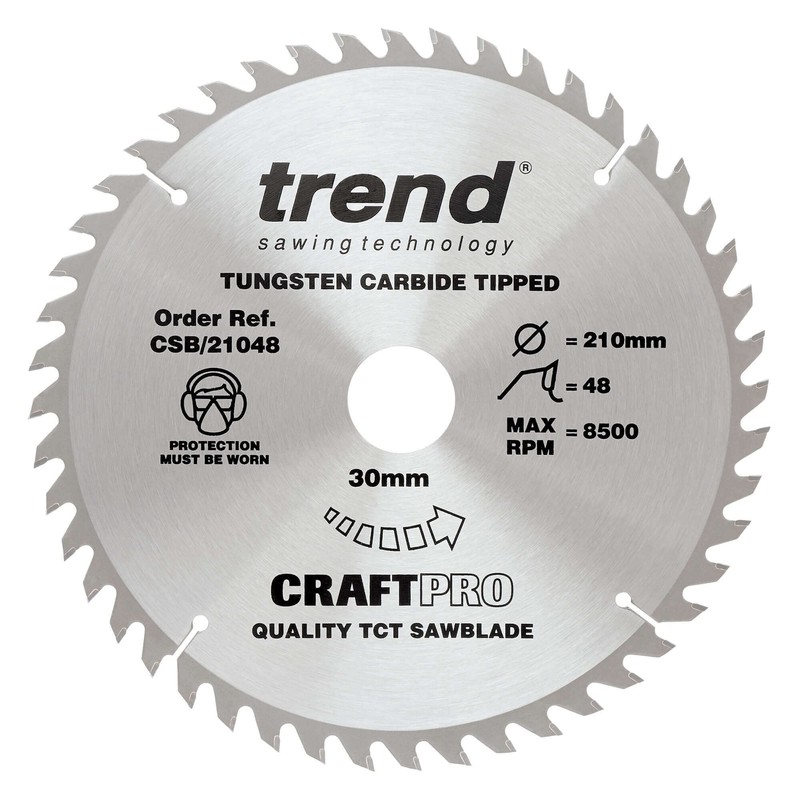 Trend Wood Circular Saw Blade, 210mm Diameter, 30mm Bore, 48