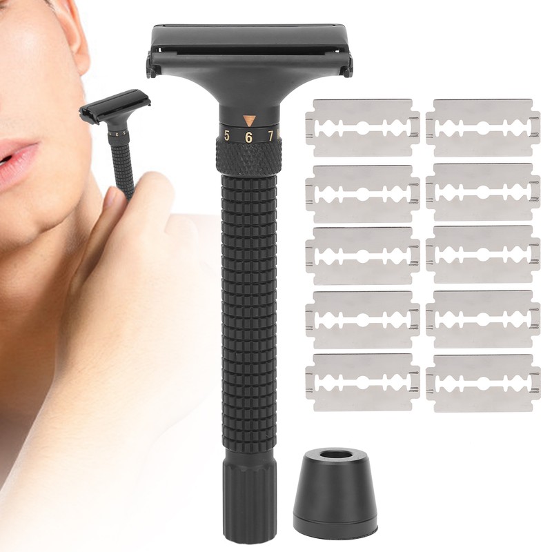 Men Manual Razor Blade Base Set Adjustable Brass Double Edge
