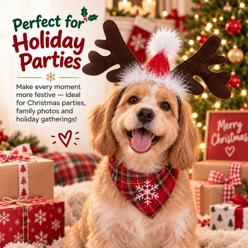 Reindeer Antler Pet Headband for Dogs & Cats – Christmas