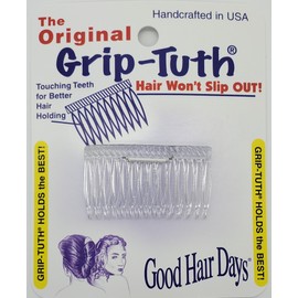 Good Hair Days Grip‑Tuth Shorty Tuck Combs – 1 3/4″ Decorative Styling Tools for Fine, Thin Hair, Secure Hold, Jewelry & Accessories – Crystal, Set of 2