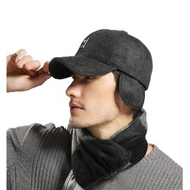 LONTG Winter Baseball Hat with Earflap Trooper Trapper Hat Bomber Hat Thermal Woolen Baseball Cap Outdoor Sport Hat with Ear Flaps Foldable Earmuffs for Women Men Cycling Hiking Running Hunting