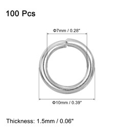 sourcing map 100Pcs Open Jump Rings, 10mm 316 Stainless Steel O Rings, Split Rings Circle Clasp Connecting Ring for Jewelry Making Supplies Necklace Repair, Silver