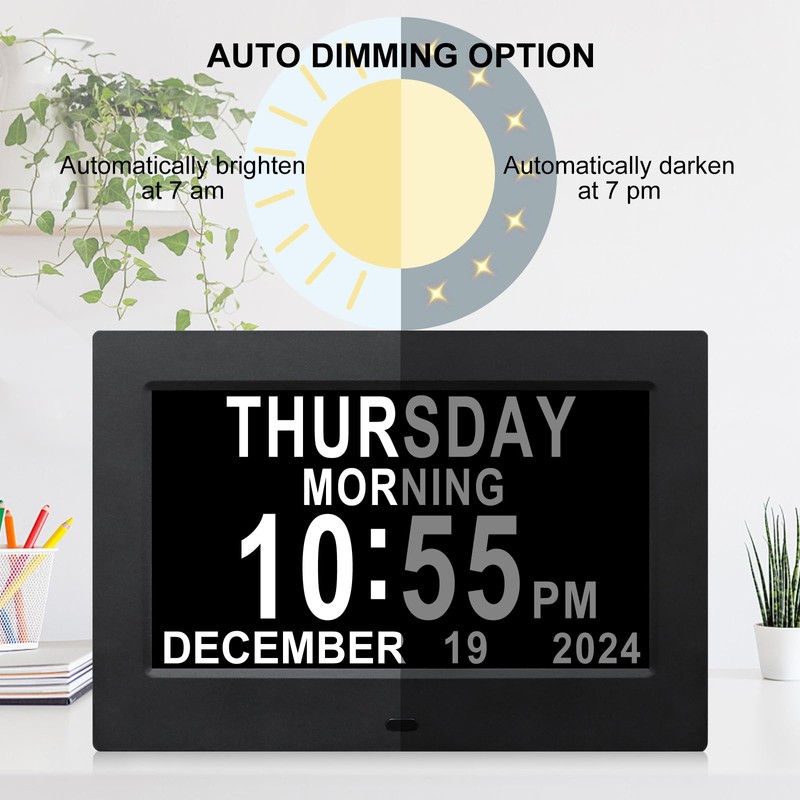 Johnziny Digital Day Clock 7 Inch,Calendar Clock,Dementia Clocks for Seniors,Clock