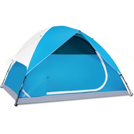 JELUCAMP 4 Person Dome Tents for Camping, Lightweight Portable Family Dome Tent, Easy Setup Waterproof Camping Tent for 3 Season, 4 Person Outdoor Tent, Blue