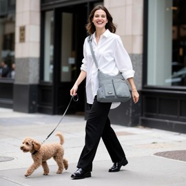 DIRRONA Vintage Womens Cross Body Bag Multi Pocket Shoulder Bags Ladies Shopping School Shoulder Messenger Bag Casual Travel Hiking Nylon Girls Crossbody Bag Grey