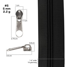 Bulk Zippers for Sewing, Arts and Crafts (Non-Separating) with 12 Metal Pulls + Free Snip - BambooMN - Red