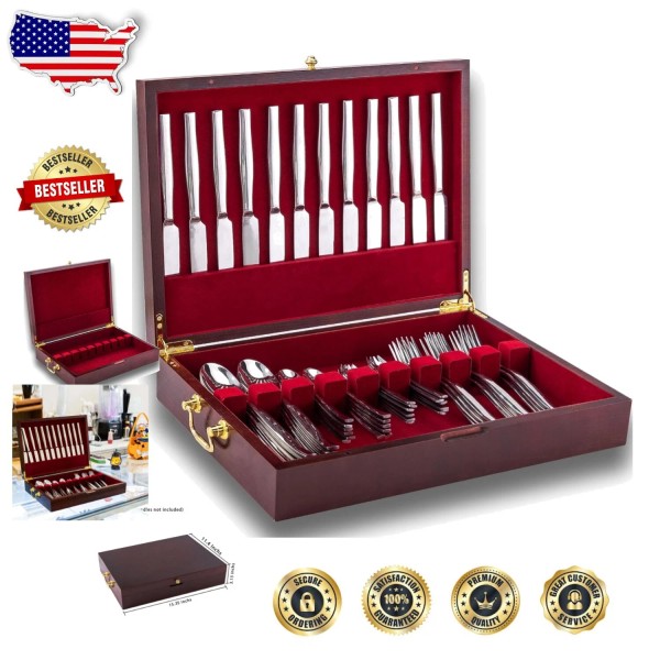 Natural Grain Silverware Chest - Elegant Storage for Utensils &