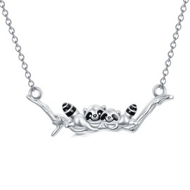 PELOVNY S925 Sterling Silver Raccoon Necklace Hypoallergenic Raccoon Jewelry Gifts for Mother Bestfriend Women