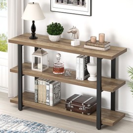 FOLUBAN Console Tables for Entryway, Modern Sofa Table with Storage Shelves for Living Room, Hallway, Entrance, or Behind Couch, Rustic Oak, 47 Inch