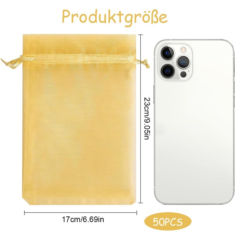 dogmoon Organza Bags with Drawstring, Pack of 50 17 x