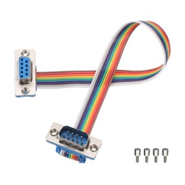 MECCANIXITY IDC Rainbow Wire Flat Ribbon Cable DB9 Male to DB9 Female 8 Inch Length 2.54mm Pitch Breadboard Jumper Wires for Electronic Projects