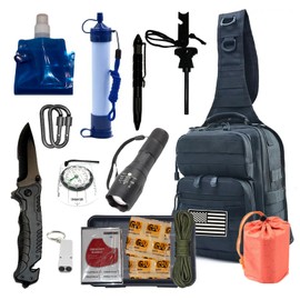 PREPSENTIAL Go Bag Emergency Survival Mini Kit (Black)