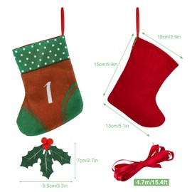 Kesote Advent Calendar Christmas Stockings 2024 Fillable Xmas Stocking DIY Christmas Bags Xmas Countdown Calendar Fireplace Ornament, Set of 24