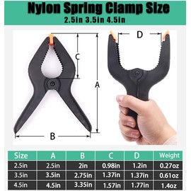 Spring Clamps,10 Pack 4.5in Professional Plastic Heavy Duty Spring Clips for Crafts, Backdrop Clips Clamps for Backdrop Stand,Photography Studios,Woodworking,Home Improvement