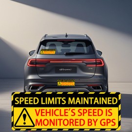 4 PCS Speed Limits Maintained Stickers Vehicle Speed is Monitored by GPS Warning Signs Safe Driving with GPS Speed Limit Stickers, 10x3.5 Inches