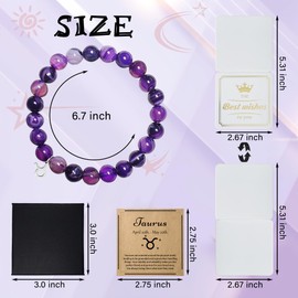 ZCCLINN Taurus Bracelets Birthday Gifts - Zodiac Astrology Bracelets Present for Women, Horoscope Taurus Constellation Crystal Purple Unique Jewelry with Wish Card for Sister Mom Friend