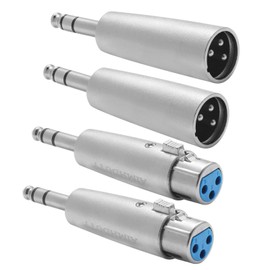 AIMHDUTY 1/4'' TRS to XLR Adapter 4-Pack, Balanced Quarter Inch 6.35mm to XLR Male/Female Adapters for Mixers, Microphones, Amplifiers
