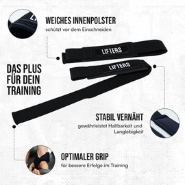 Lifters Lifting Straps - Professional Fitness and Powerlifting, 60 cm Long with 5 mm Padded Wrist Guard Grip for Bodybuilding and Weightlifting