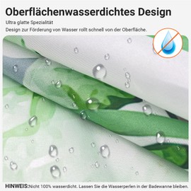 Lerores Shower Curtain, 240 x 200 cm, Flowers, Leaves, Weighted Hem, Anti-Mould, Waterproof Surface, Extra Wide, Washable Polyester Bath Curtains for Bathroom, Bathtub with 15 Shower Curtain Rings