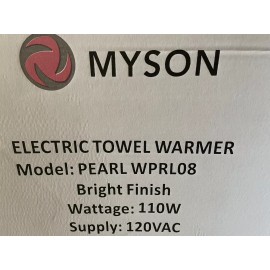 Myson Pearl Electric Towel Warmer 8 Bar 120v WPRL08 Chrome stainless steel