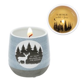 Pavilion Gift Company - My Heart Belongs to The Woods - 11 oz Wax Reveal Secret Surprise Message Single-Wick Jasmine Scented Candle Outdoorsy Adventurous Camper Cabin Lodge Tent Housewarming Present