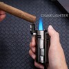 Triple Torch Lighter with Punch Square Powerful Fire Windproof Metal