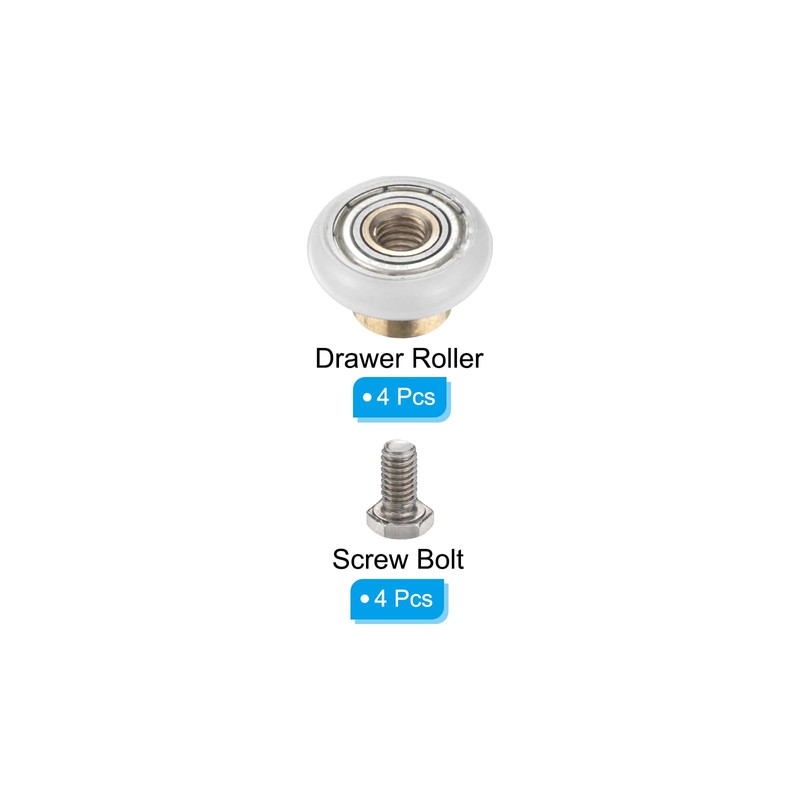 PATIKIL 20mm Drawer Rollers Set of 4 Nylon Positioning Pulleys