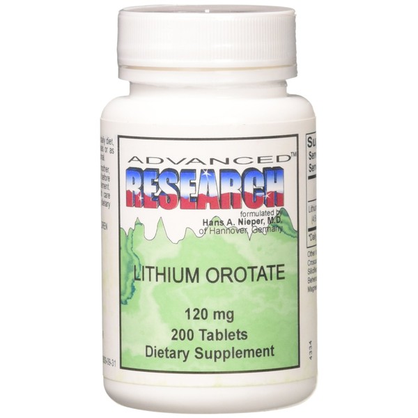 Nutrient Carriers Advance Research Lithium Orotate 120 Mg 200 Tablets(Pack of 2)
