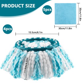 Zosenyer Pack of 4 Floor Mop Replacement Covers for Leifheit Clean Twist Disc Mop/Clean Twist Disc Mop Ergo, Mop Replacement Head with 5 Microfibre Cloths, Strong Decontamination for All Floors