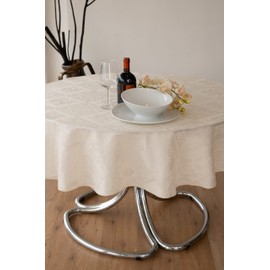ESSE HOME Tablecloth Rectangular Square Round Oval Jacquard Pure Cotton Vienna (T150x180, BEIGE)