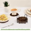 SDMKA Leopard Print 6 Pcs Cotton Woven Coasters with Holder