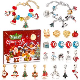 Advent Calendar 2023 Christmas Bracelet, 24 Days Christmas Countdown Calendar with DIY Bracelets set, Advent Calendars Christmas Gifts, Creative Charm Bracelet Making Kit