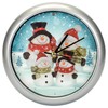 Snowman Family Winter Wonderland Round Silvertone Framed 8 Inch Musical
