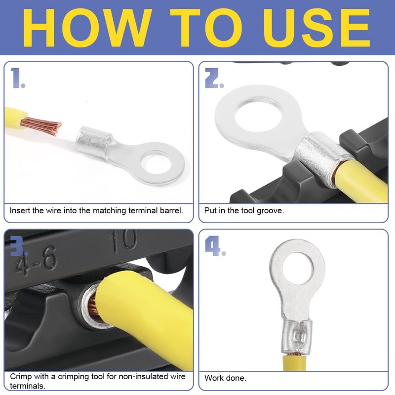 haisstronica Ring Terminals,330PCS Non-Insulated Wire Connectors Kit,Brazed Seam Fork Ring