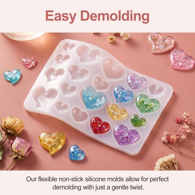 Heart Silicone Mold with Holes Jewelry Resin Casting Molds Heart