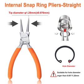SPEEDWOX 6-Inch Snap Ring Pliers, Internal Circlip Pliers, Tip Diameter 1.25mm, Precision Retaining Ring Pliers, Straight Jaws for Ring Remover Retaining