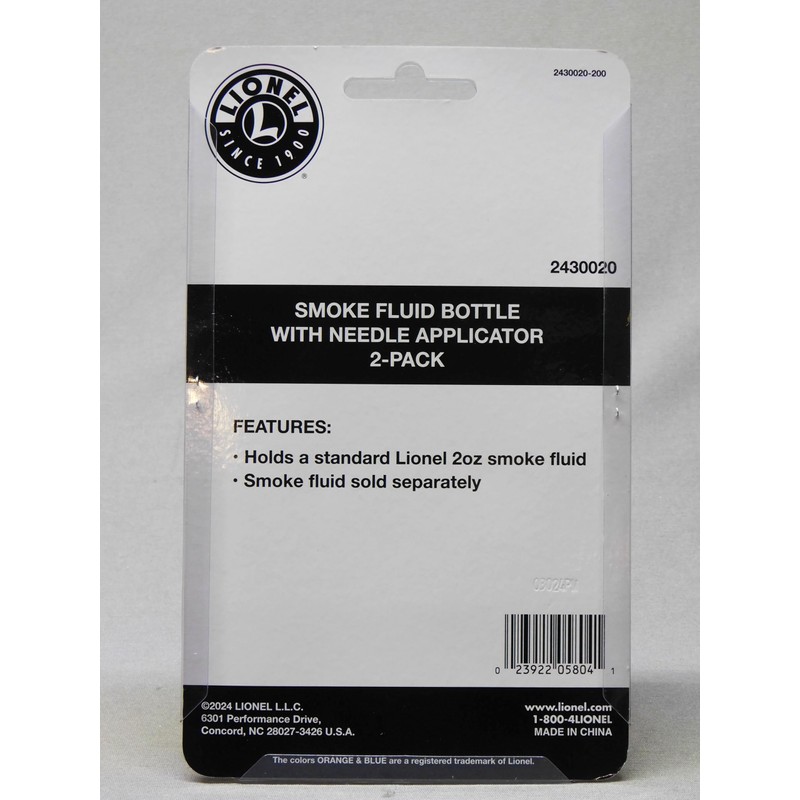 LIONEL Smoke Fluid Bottle W/Needle Dropper 2 Pack Fluid not