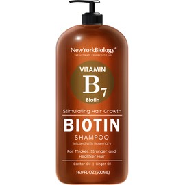 New York Biology Biotin Shampoo for Growth and Thinning Hair - Thickening Formula for Loss Treatment - For Men & Women - Anti Dandruff - 16.9 fl Oz