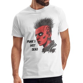 Men’s Punk Shirt Punk's Not Dead Vintage Y2K Rock Band Metal Graphic Tee (US, Alpha, Large, Regular, Regular, White)