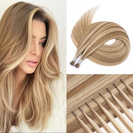 I Tip Hair Extensions Human Hair Brown Itip Human Extensions Hair Blonde I Tips Hair Extensions #8/613 Real Human Hair Cold Fusion Straight Hair 20 Inch 1g/s 50g