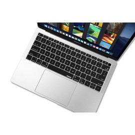 XSKN Portuguese Language Letter Black Silicone Keyboard Cover Skin Fits for 2018 Released MacBook Air 13.3 inch A1932 with Touch ID US EU Universal Version