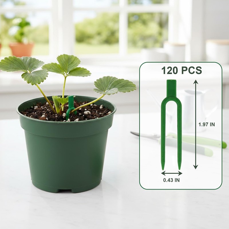 120 Pcs Strawberry Plant Support Pins, Plastic U-Shaped Garden Anchor